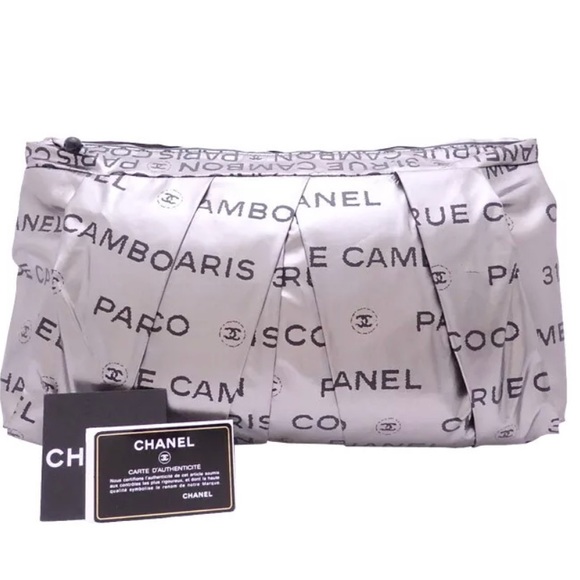 CHANEL Unlimited Clutch Bag Silver Nylon Jacquard - Picture 2 of 8